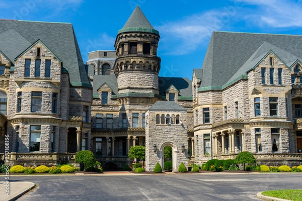 Fototapeta Mansfield, Ohio 7/2/20 The Ohio State Reformatory.  Movie location for Shawshank Redemption.  Allegedly haunted prison was built in 1886 and is located in Mansfield Ohio.  Prison
