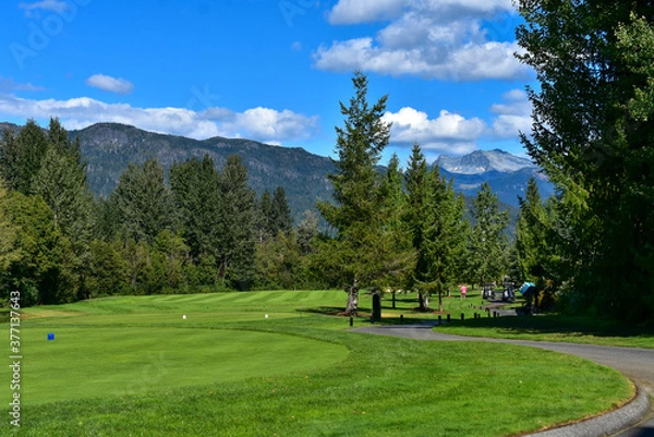 Obraz ゴルフ場のグリ－ンを写した写真　　ウイスラー　ブリティッシュコロンビア　カナダ
