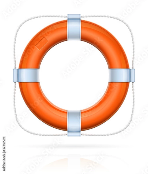 Obraz red life buoy with rope vector illustration isolated on white