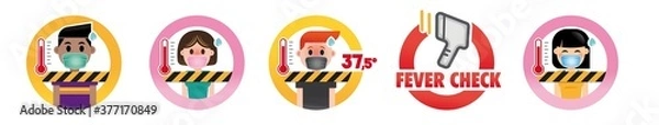 Fototapeta Temperature/Fever Check - Set of ICON SIGNS - VECTOR - JPEG - PNG - NO BACKGROUND