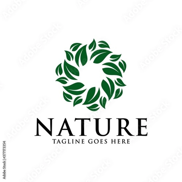 Fototapeta Leaf nature eco green logo concept icon vector template.