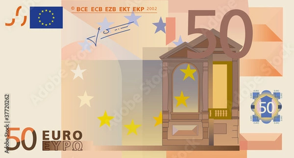 Obraz Photo-real vector drawing of a 50 euros banknote