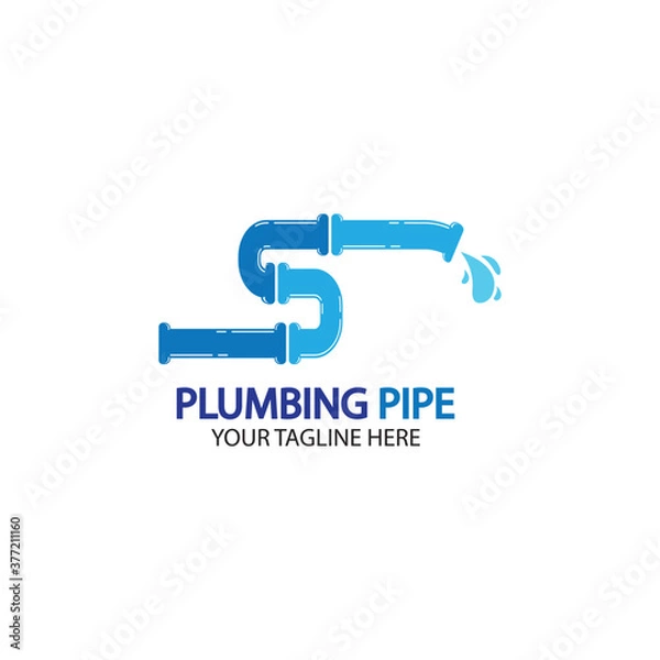 Fototapeta Pipe Plumbing logo vector Design Template,Plumbing logo vector design template. water pipe logo design.Leaking water logotype,Design Concept, Creative Symbol, Icon