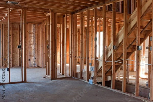 Fototapeta Unfinished New Construction Framing