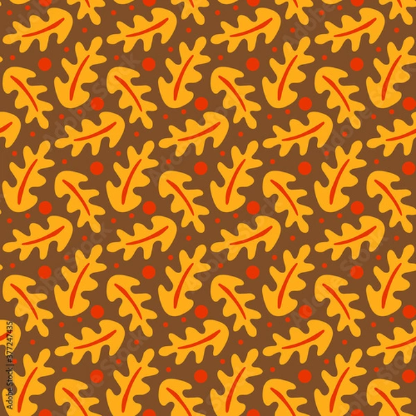 Fototapeta seamless pattern with leaf autumn with brown background