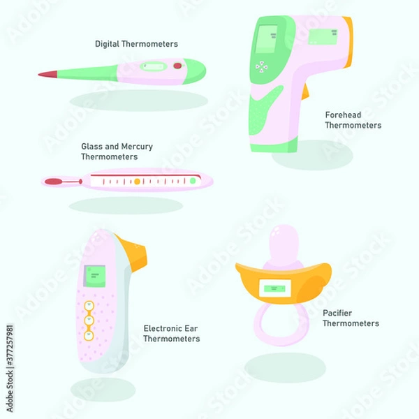 Obraz thermometer types collection flat design