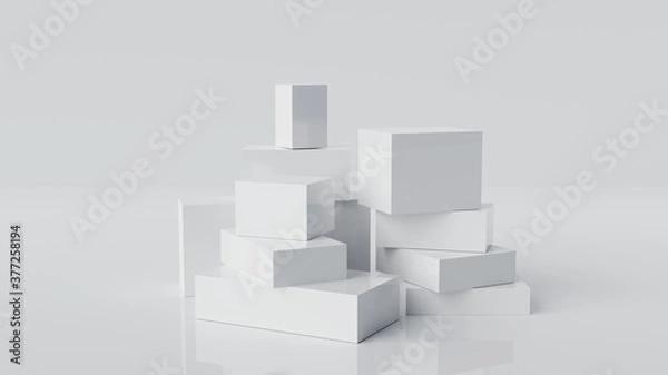 Obraz Abstract white cube block Moving animation background 3d rendering