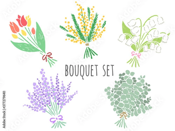 Fototapeta オシャレな手描きの花束　セット　スワッグ