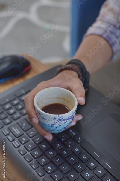 Obraz a cup espresso on a hand