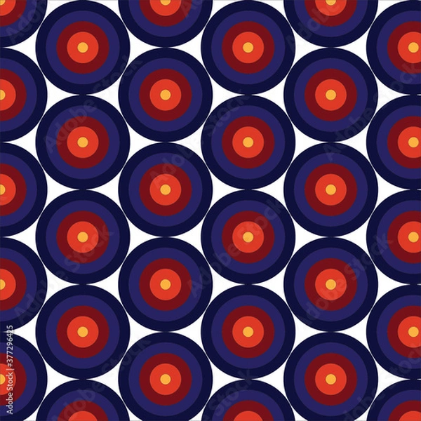 Obraz Blue, red, orange and white circle seamless pattern isolated on white background.