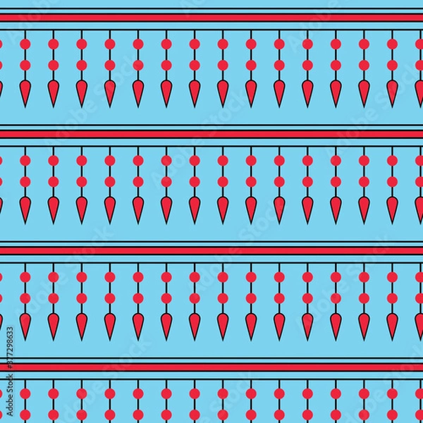 Obraz Abstract red design isolated on sky blue background. Design used for fabric, textile and paper.