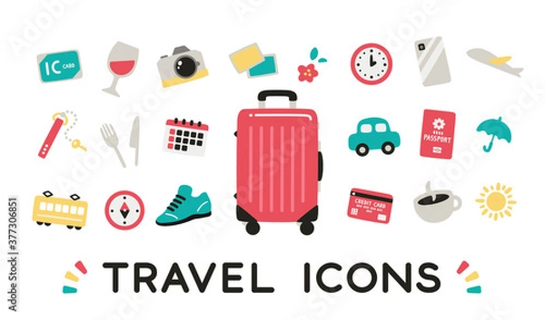 Obraz Trip icons set / simple / buttons / cute