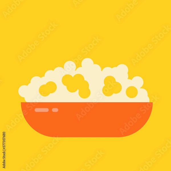 Obraz Plate of popcorn icon isolated on a yellow background. Vector illustration.