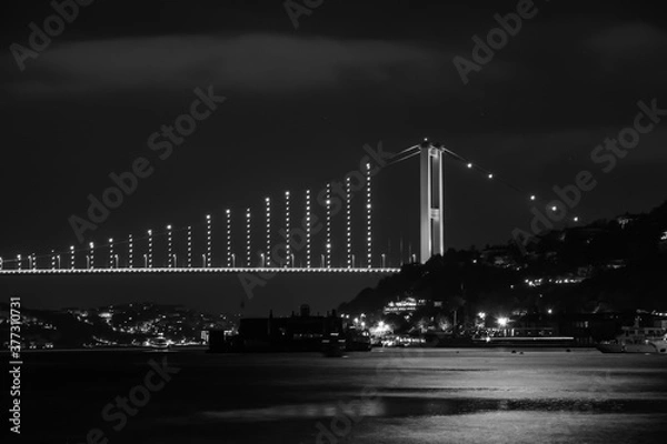 Obraz One of Istanbul's two suspension bridges spanning the Bosphorus Strait. The Bosphorus Bridge. long exposure.