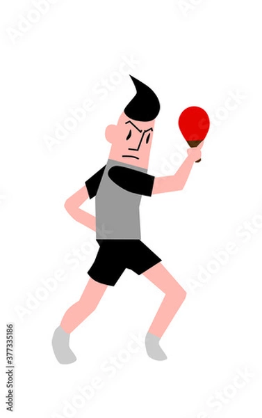 Obraz 卓球選手がラケットを振り切った後