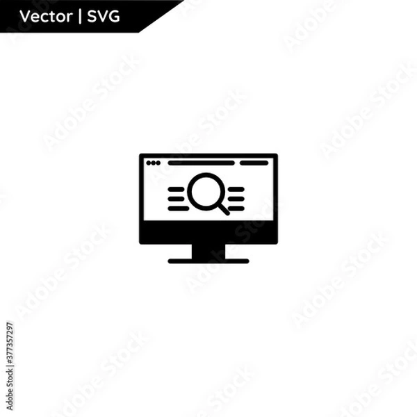 Fototapeta Web and computer icon with trendy solid style. Minimalist and elegant. Pure vector.