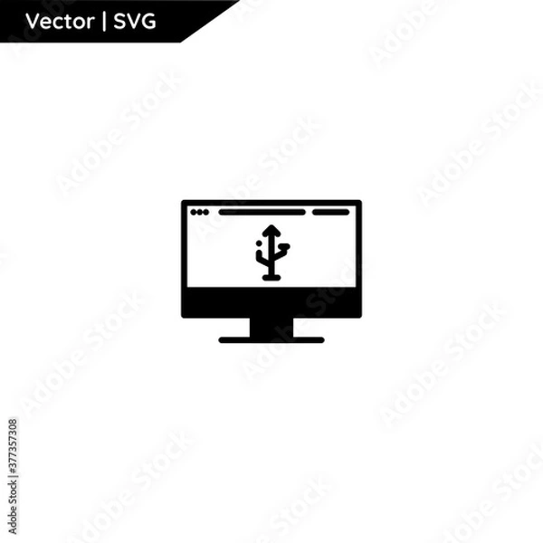 Fototapeta Web and computer icon with trendy solid style. Minimalist and elegant. Pure vector.