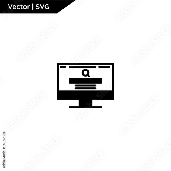 Fototapeta Web and computer icon with trendy solid style. Minimalist and elegant. Pure vector.