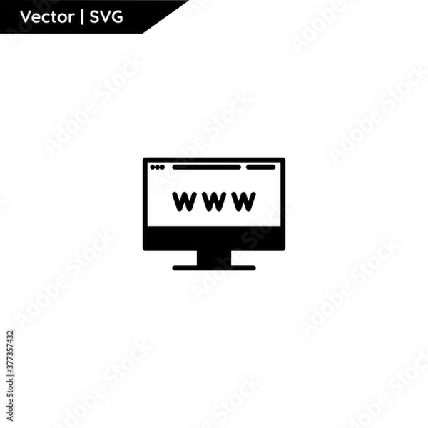 Fototapeta Web and computer icon with trendy solid style. Minimalist and elegant. Pure vector.