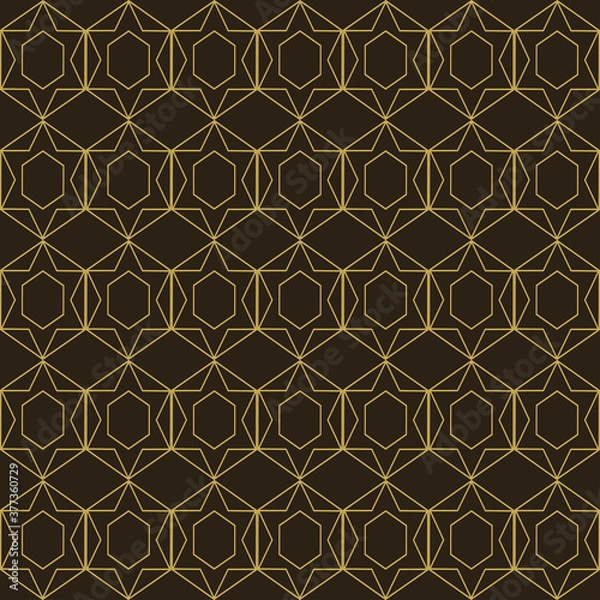 Obraz Gold seamless pattern on black, linear ornament, background, texture
