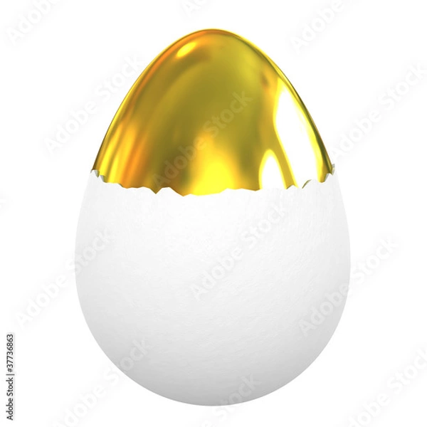 Fototapeta 3D Golden egg with broken shell