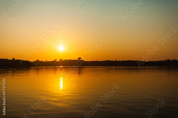 Obraz Sunrise on Amazon forest river