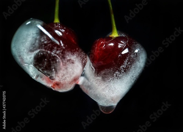 Fototapeta cherry in ice