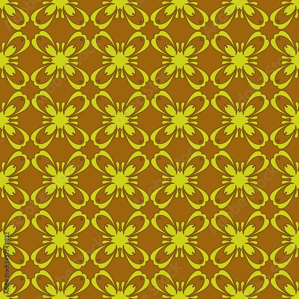 Fototapeta Decorative seamless pattern with plant pattern design can be used for backgrounds, motifs, textile, wallpapers, fabrics, gift wrapping, templates. Design Paper For Scrapbook. Vector.	