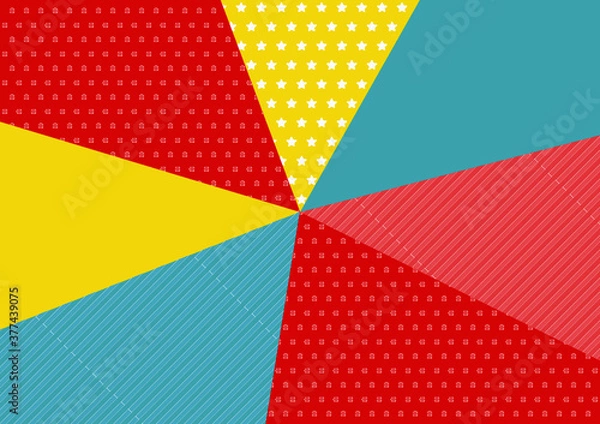 Obraz ポップな放射状背景イラスト　赤・ピンク・水色・黄色