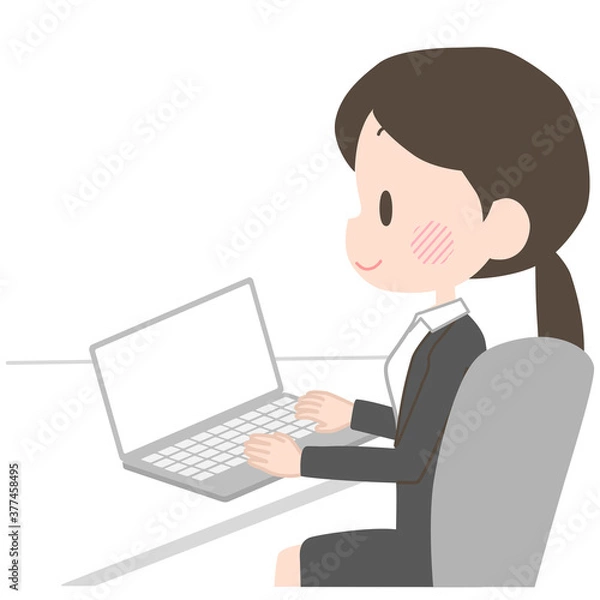 Fototapeta ノートパソコンを操作するスーツの女性