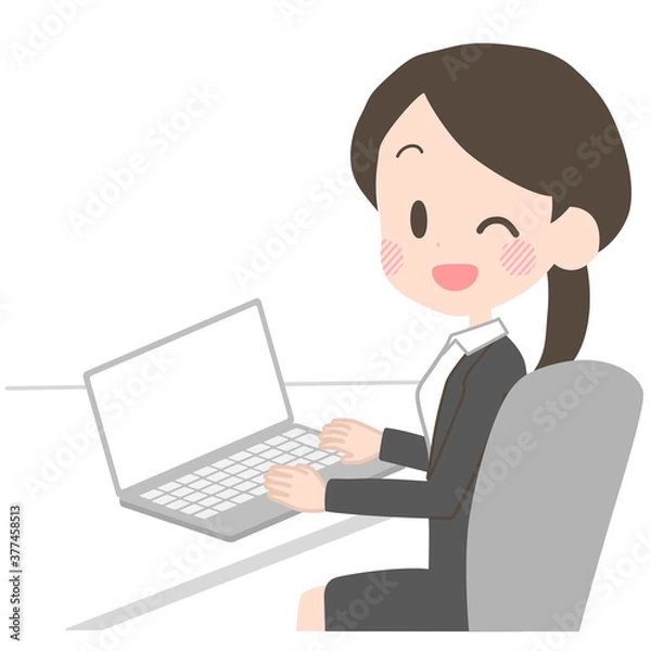 Fototapeta ノートパソコンを操作するスーツの女性