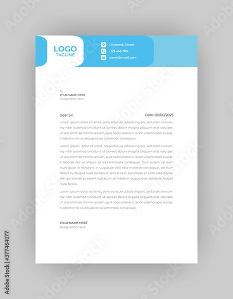 Fototapeta Professional And Modern Business Style, Flat Letterhead Design Template Vector