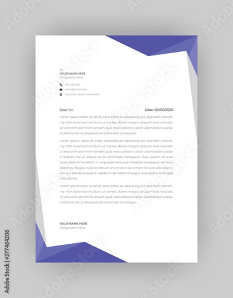 Fototapeta Professional And Modern Business Style, Flat Letterhead Design Template Vector
