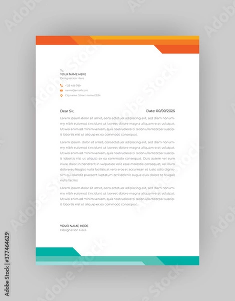 Fototapeta Professional And Modern Business Style, Flat Letterhead Design Template Vector