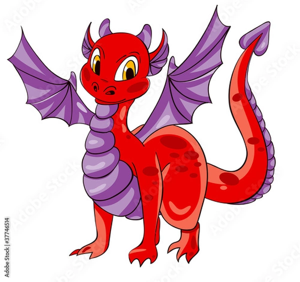 Obraz Red dragon with purple wings