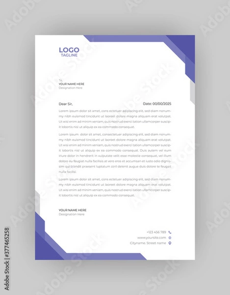 Fototapeta Professional And Modern Business Style, Flat Letterhead Design Template Vector