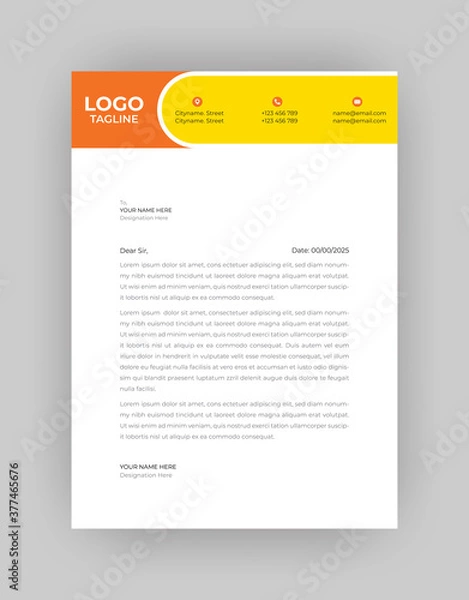 Fototapeta Professional And Modern Business Style, Flat Letterhead Design Template Vector