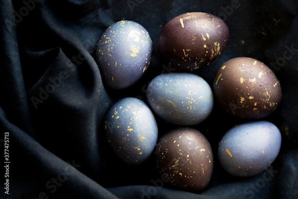 Fototapeta Elevated view of decorated Easter eggs 