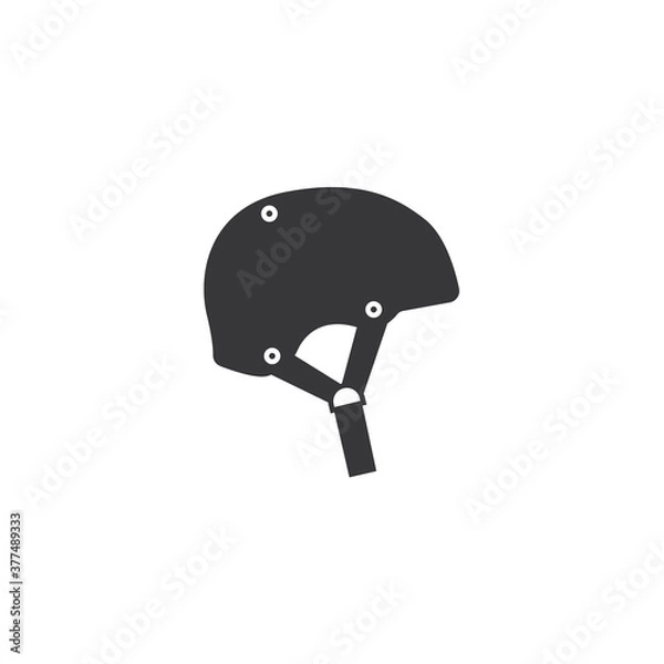 Obraz Skateboard, roller skating, cycling, scooter, longboarding, rollerblading helmet black monochrome icon on isolated white background. Skater head protective accessory.