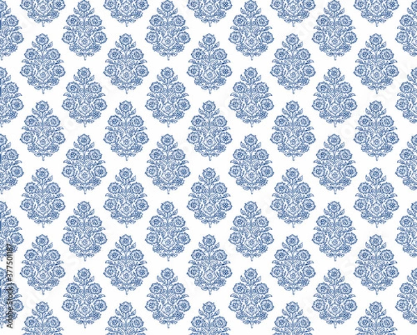 Obraz Seamless pattern with fantasy flowers, natural wallpaper, floral decoration curl illustration. Paisley print hand drawn elements. Home decor,textile