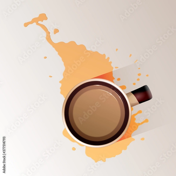Fototapeta Vector spilled coffee mug top view
