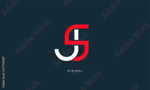 Fototapeta Alphabet letter icon logo JS