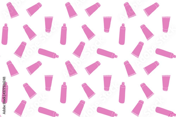 Fototapeta Pattern with cosmetic plastic bottle for cream, liquids, sprays.