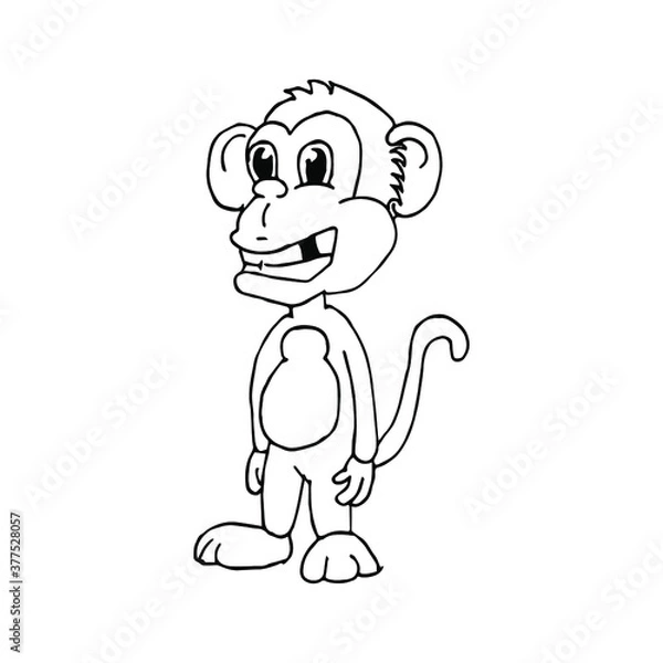 Obraz Vector illustration of cartoon monkey. Coloring page.