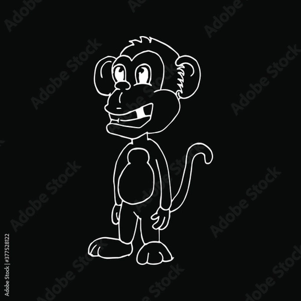Obraz Vector illustration of cartoon monkey.
