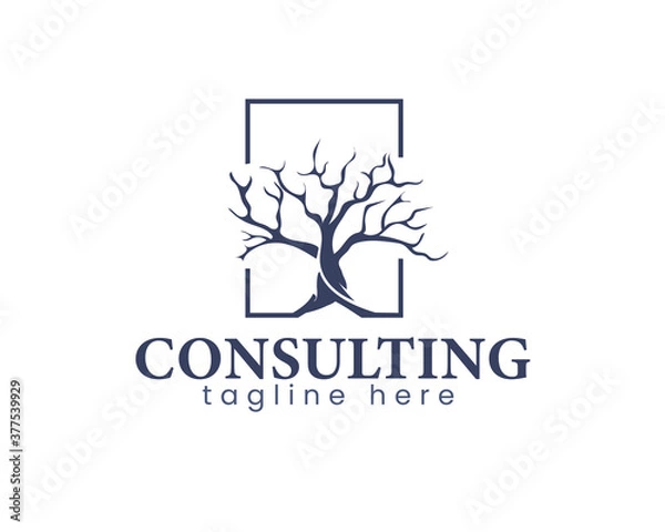Obraz tree of leaf logo illustration, Consulting Tree logo design vector