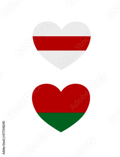 Obraz Vector illustration white-red-white flag. heart with the flag of Belarus. sign of freedom on a t-shirt.