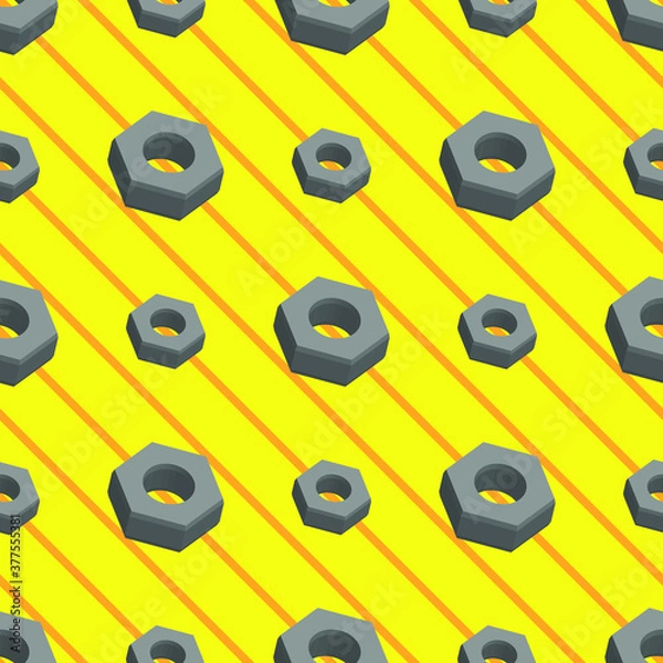Obraz seamless pattern of nuts on a yellow background