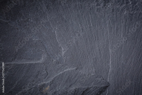 Obraz Dark gray and black slate texture, abstract background