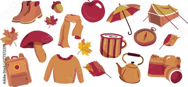 Obraz Vector autumn sticker set in orange colours